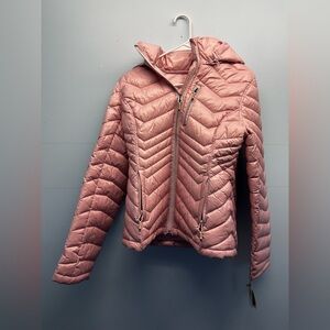 Women’s Girls Nautica Pink Puffer Jacket With Full Zip And Removable Hood NWT M